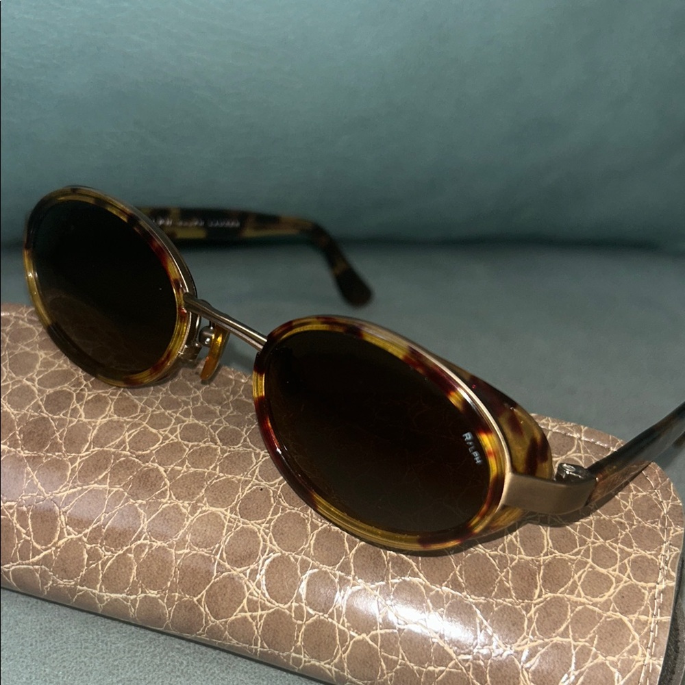 Ralph Lauren Tortoiseshell Round Sunglasses with Dark Brown Lenses
